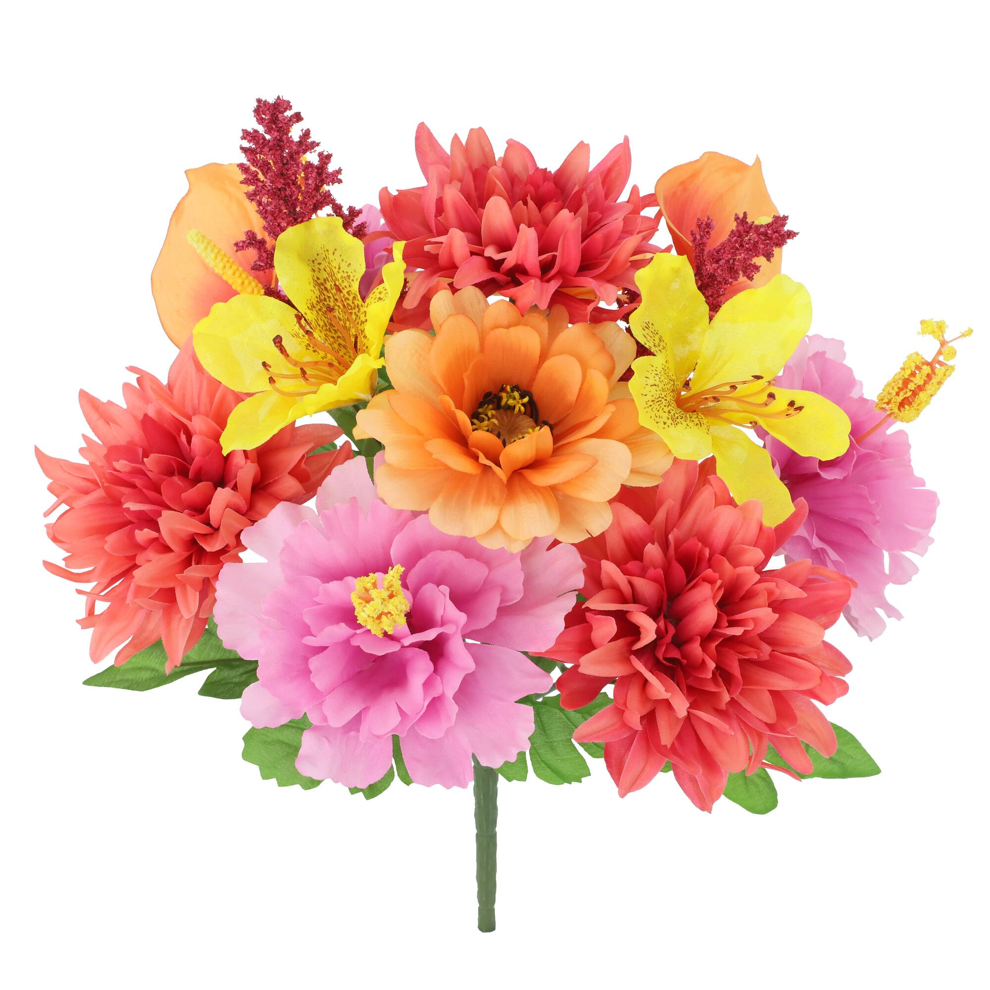 14.5" Orange & Pink Dahlia & Hibiscus Bush by Ashland®